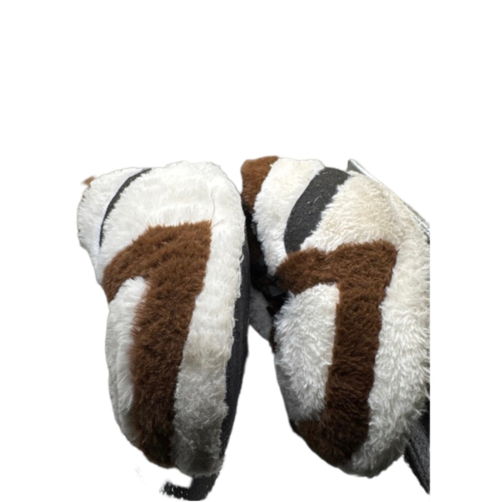 Mens Nike Air Force Slippers Brown White Black Faux Fur High Top House Shoes - Picture 3 of 4